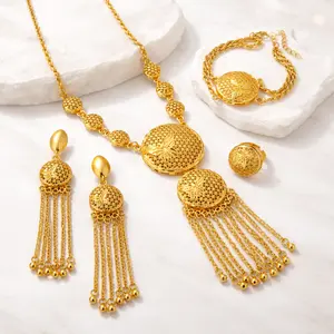 Butterfly Filigree Middle Eastern trendy Jewelry Set Gold Tassel Necklace Earring Bracelet Ring for Wedding Party Statement Jewelry Accessories for Women Valentines&birthday Boujee Gifts for gf