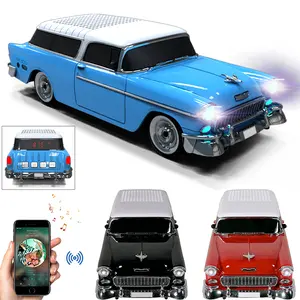 1955 Bel Air Retro Ride Bluetooth Truck Speaker Wireless Rechargeable Vintage Car Speaker Built-in FM Radio LED Party Lights MP3 Audio