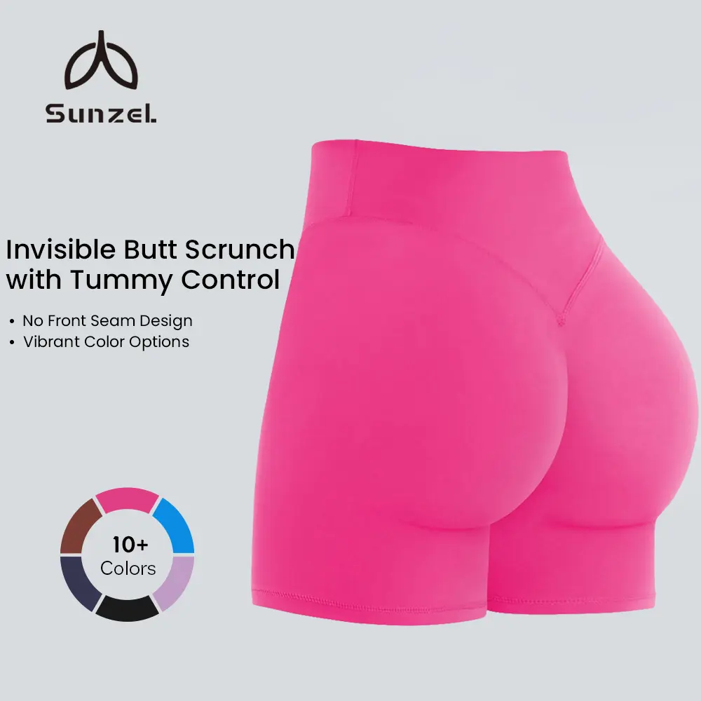 Sunzel Women's High-Waisted Butt-Lifting Stretchy Seamless Biker Shorts - Buttery Soft, Tight Fitted, Comfy Booty Shorts with Tummy Control for Yoga, Gym, Stretchy Seamless Shorts