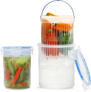 Pickle Jar with Strainer, Pickle Container with Strainer Jalapeno Container Pickle Storage Containers 2 count (24 oz & 45 oz)