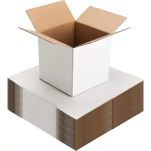 40 Pack 5x5x5 Shipping Boxes for Small Business, White Corrugated Cardboard Small Box for Packaging, Moving, Mailing, and Storing