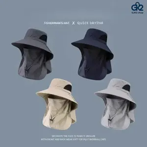 Unisex Fisherman Hat Summer UV Protection Outdoor Sun Hat, Wide Brim Face Cover Cap for Hiking Fishing Mountaineering