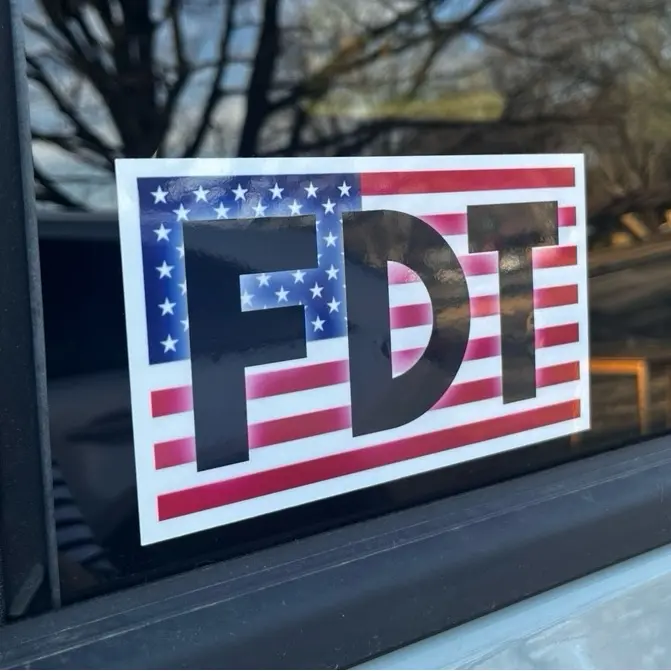 FDT American Flag Bumper Sticker 3.5x6