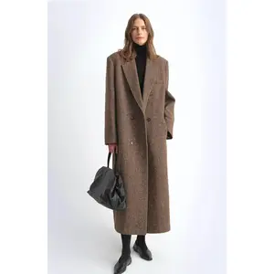 Italian Imported Wool Blended Herringbone Pattern Woolen Coat