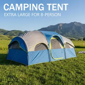 169'' Extra Large 8-Person Family Camping Tent, 14ft x 9ft x 78in High, Waterproof Windproof Outdoor Tent with Power Cord Access, 5-Minute Easy Setup for Group Hiking & Travel
