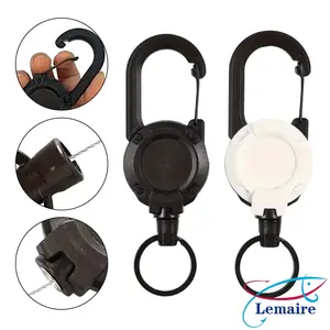 Retractable anti-theft keychain | Marine-grade steel cable with quick-release carabiner | EDC security lock for fishing backpacks/bait bags | IPX6 waterproof and corrosion-resistant safety gear