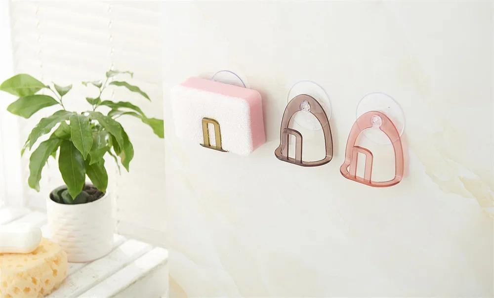 Kitchen Suction Cup Sink Drain Rack Plastic Sponge Holder Sponge Storage Rack Sink Stand Holder Organizer Kitchen Accessories