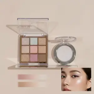Glitter Eyeshadow Palette & Highlighter Powder Bundle, Multicolor Shimmer Powder, Blendable Long-Lasting Makeup for Adults, Eyeshadow Set