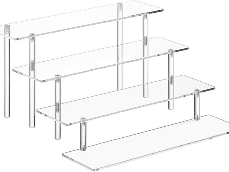 New Deal - 4 Tier Acrylic Perfume Organizer Stand Clear Display Risers for Perfume Cologne Cosmetic Skincare Funko POP Dessert Cupcake Stand Holder 11.6 IN Long 3.0 IN Wide 5.8 IN Total Height