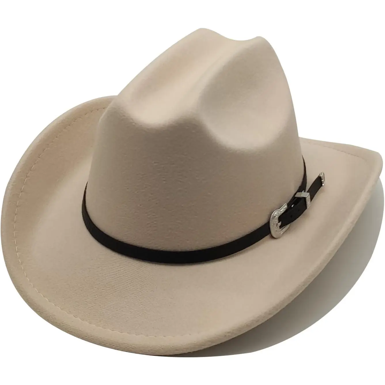 Cowboy Hat for Girls Boys Western Cowgirl Hat with Buckle Belt Unisex Wide Brim Fedora Hat Dress Up Costume