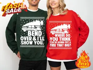 Bend Over and I'll Show You Christmas Couple Matching Shirt, Christmas Vacation Shirt, Griswold Family Shirt, Cute Christmas Tree Shirt Cotton Womenswear