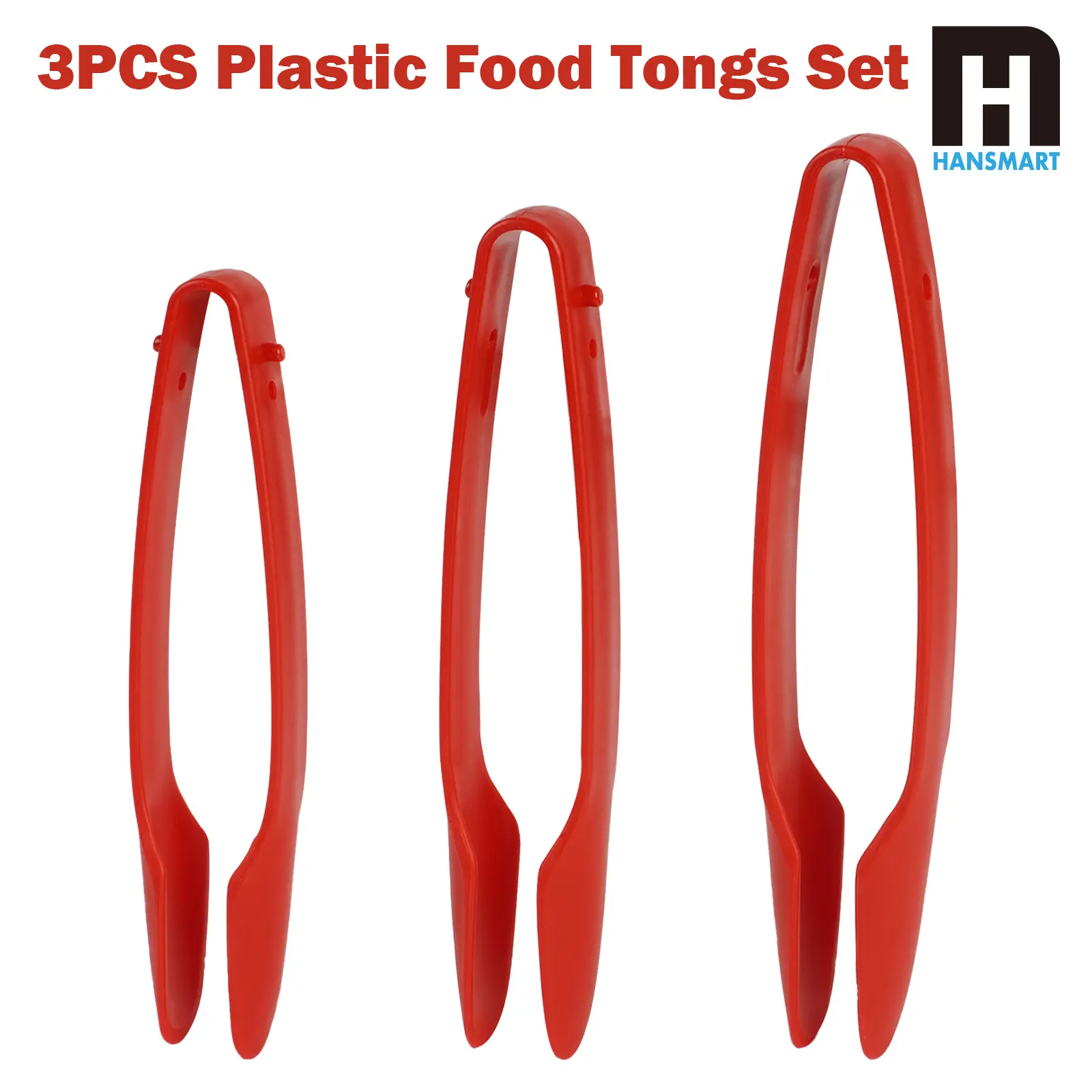 Plastic Food Tongs, 3Pcs Multifunctional Plastic Serving Tongs,7inch 9inch 10inch Kitchen Cooking Tongs Food Clamps for Barbecue/Cooking/Salad/Grilling/Frying/camping/bakery