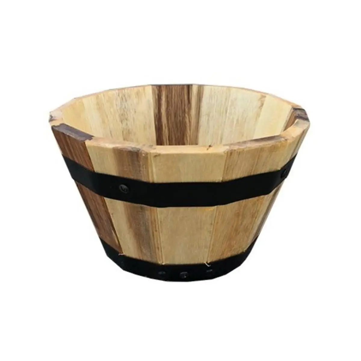 Avera Home Goods 206382 10 x 6 in. Wood Barrel Wood Planter
