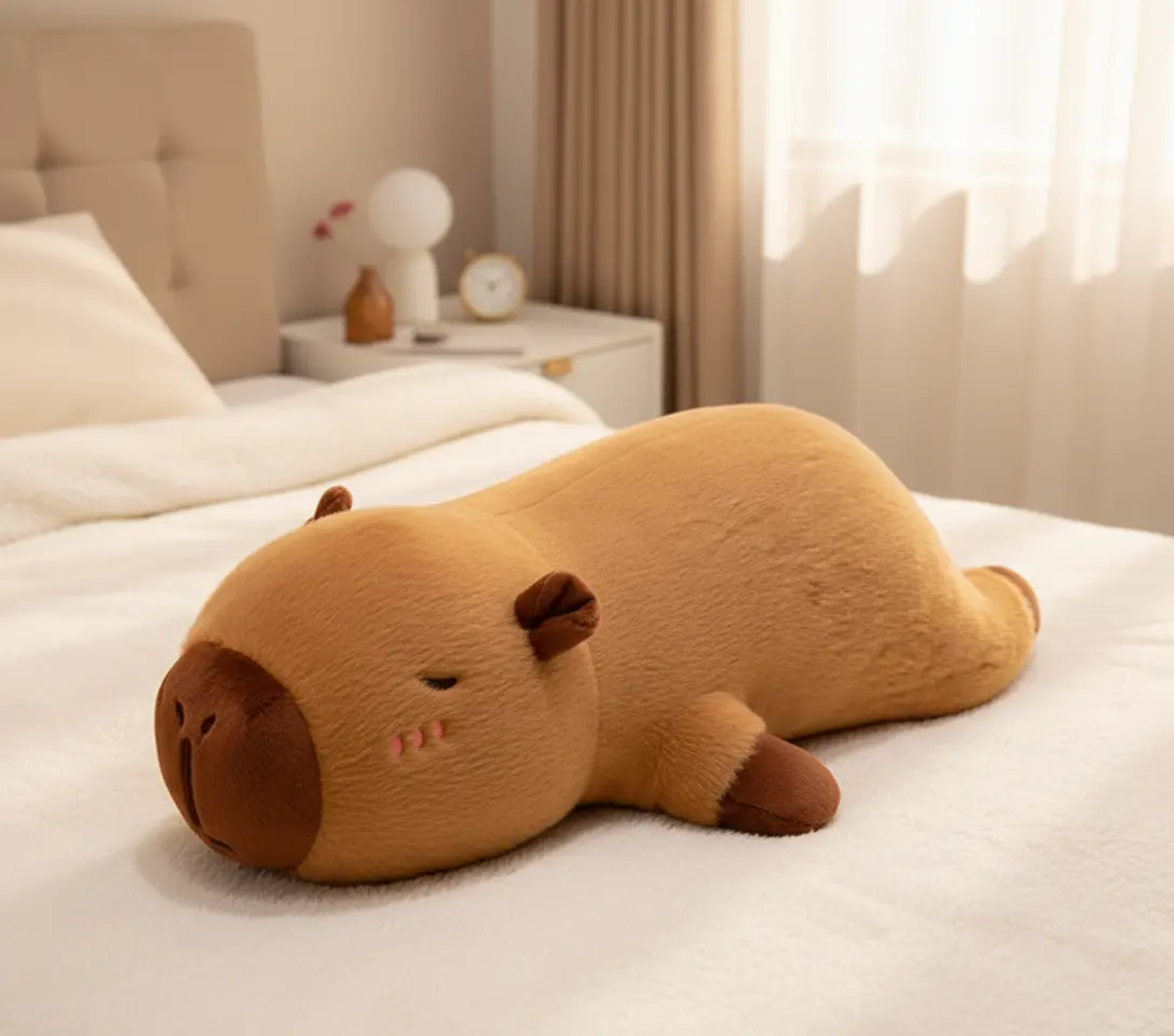 60cm/24" Viral Capybara Long Plush Toy - Plush Fabric, Whimsical Design, Unisex Hugging Pillow, Cute Room Stuff, Plushie, Viral Stuffed Toy, Gifts for Boyfriend, Gf Gift