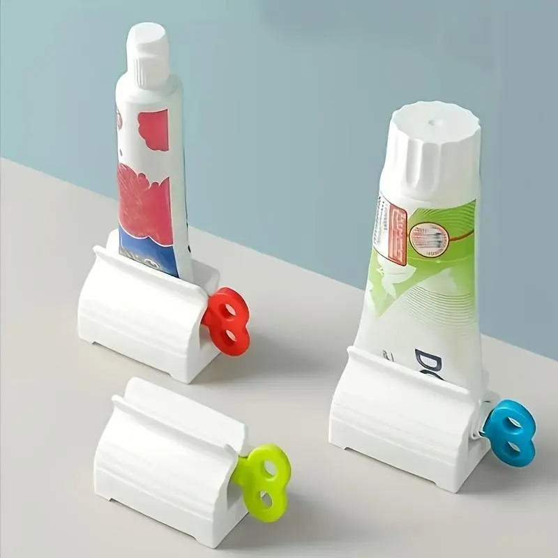 Mixed Color 3-Pack Easy-To-Use Toothpaste Dispensers with Toothbrush Holders - Compact No-Waste Squeezers, Sturdy Organizers for Toothpaste, Hair Color, Beauty Products (Home, Bathroom Supplies), Mixed Color 3Pcs