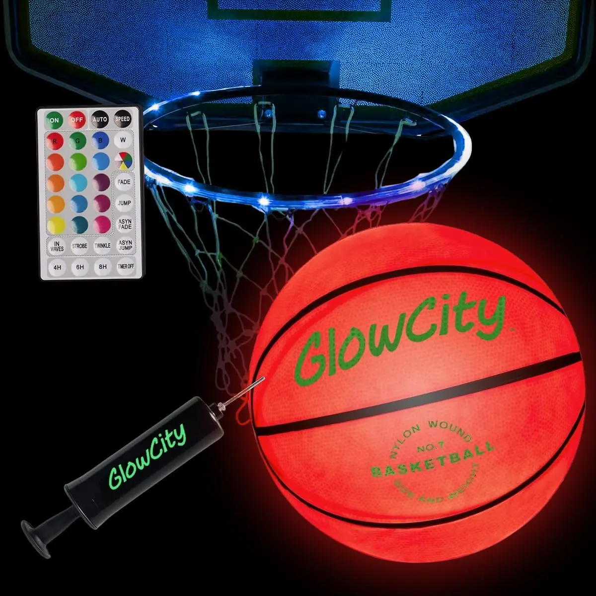 Glow in the Dark Light Up LED Basketball and Rim Light Glow in the Dark Light Up LED Basketball and Rim Light