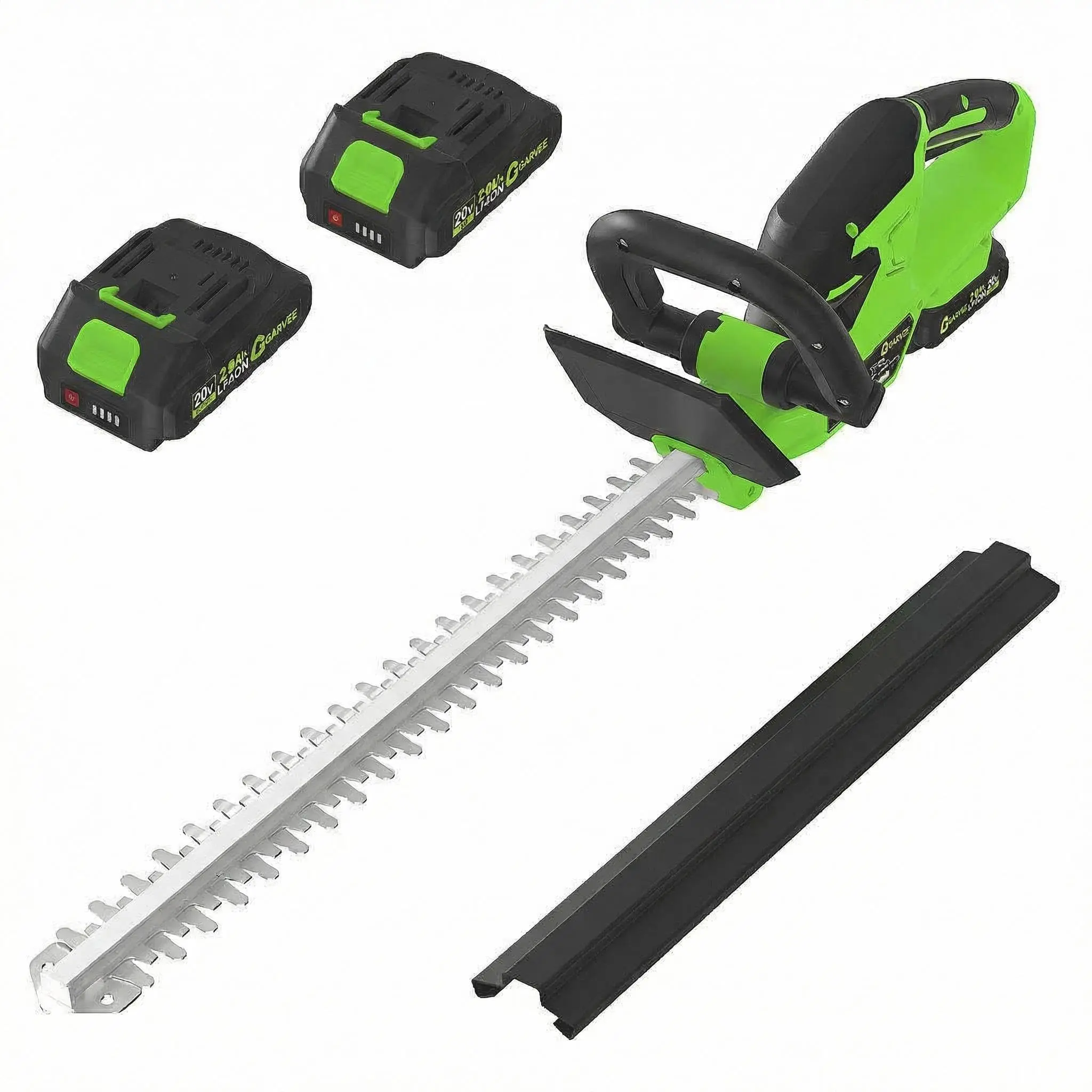 Powerful Wireless Hedge Trimmer - 22.4'' Blade, 20V Electric Pruner, 2 x 2.0Ah Batteries & Charger, Lightweight Handheld Garden Shears for Lawn and Yard Maintenance, Battery Charger, Brushless Motor