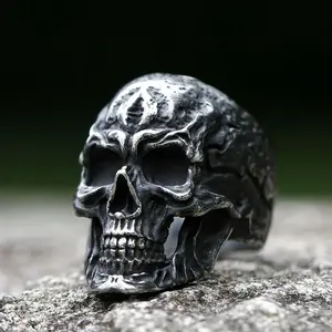 New Men's 316L Stainless Steel Vintage Fashion Skull Ring For Teens Gothic Punk Biker Jewelry Gifts