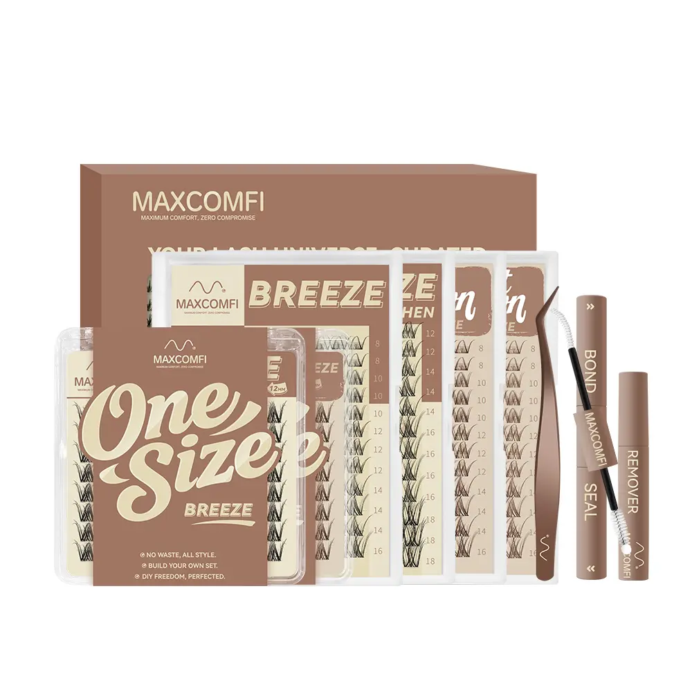 MaxComfi Cluster Lashes - DD Curl, Smudge-Proof Waterproof Mascara, Super Soft Thin Band, Beginner-Friendly DIY Design for Natural Daily Glowup & Voluminous Makeup