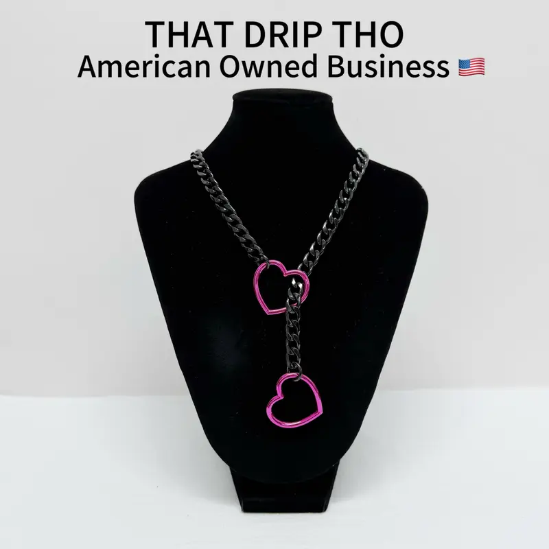 ThatDripTho Heart O-Ring Slip Chain Necklace for Summer Holiday Party Handmade Punk Rock Style Adjustable Lariat Y-Necklace Gifts for Women & Men Daily Wear Birthday Gifts Summer Fashion Chain Necklace Special Occasions