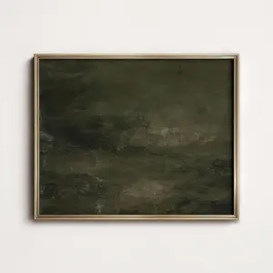 Dark Green Abstract Art Print Moody Minimalist Texture Wall Decor A