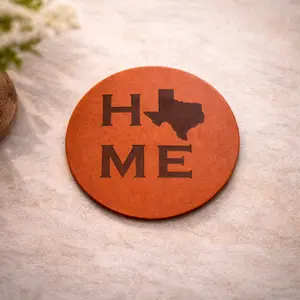 Home Leather Coaster - Premium Full-Grain Leather, Laser Engraved