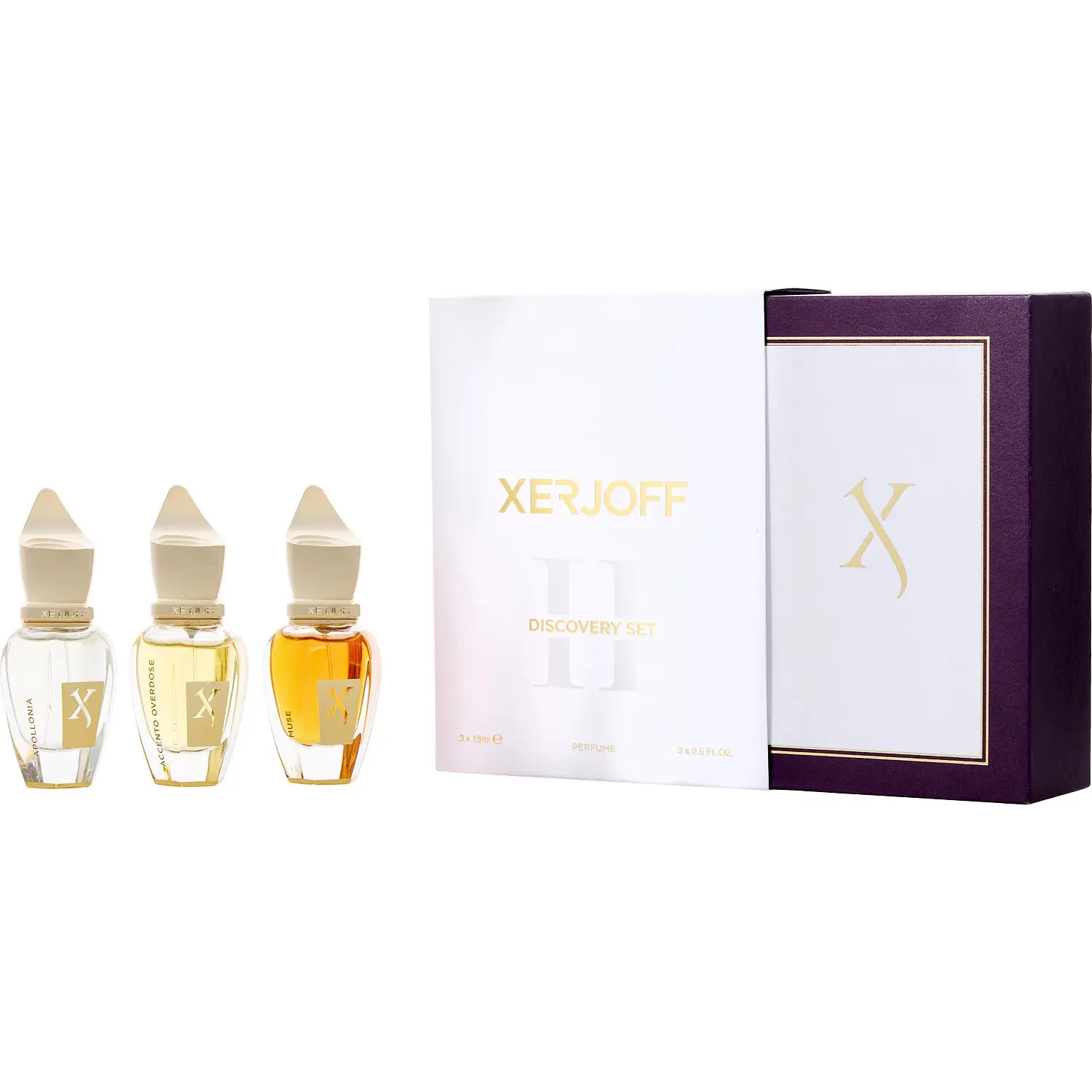 Xerjoff Variety Set-3 Piece Mini Variety With Muse & Apollonia & Accento Overdose And All Are Eau De Parfum Spray 0.5 Oz Mini For Unisex
