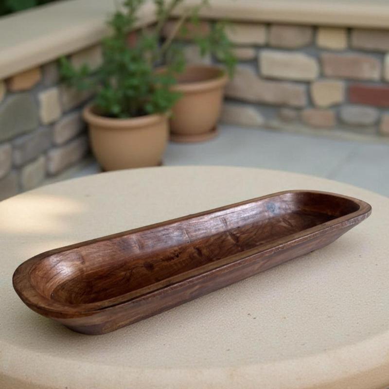 TLC Candle Co. Decorative Wooden Dough Bowl - Sturdy Rustic & Vintage Design for Home Decoration & Gifts - Hand Carved Wood with Unique Imperfections - Ideal for Versatile Use Saladbowl Sundaebowl