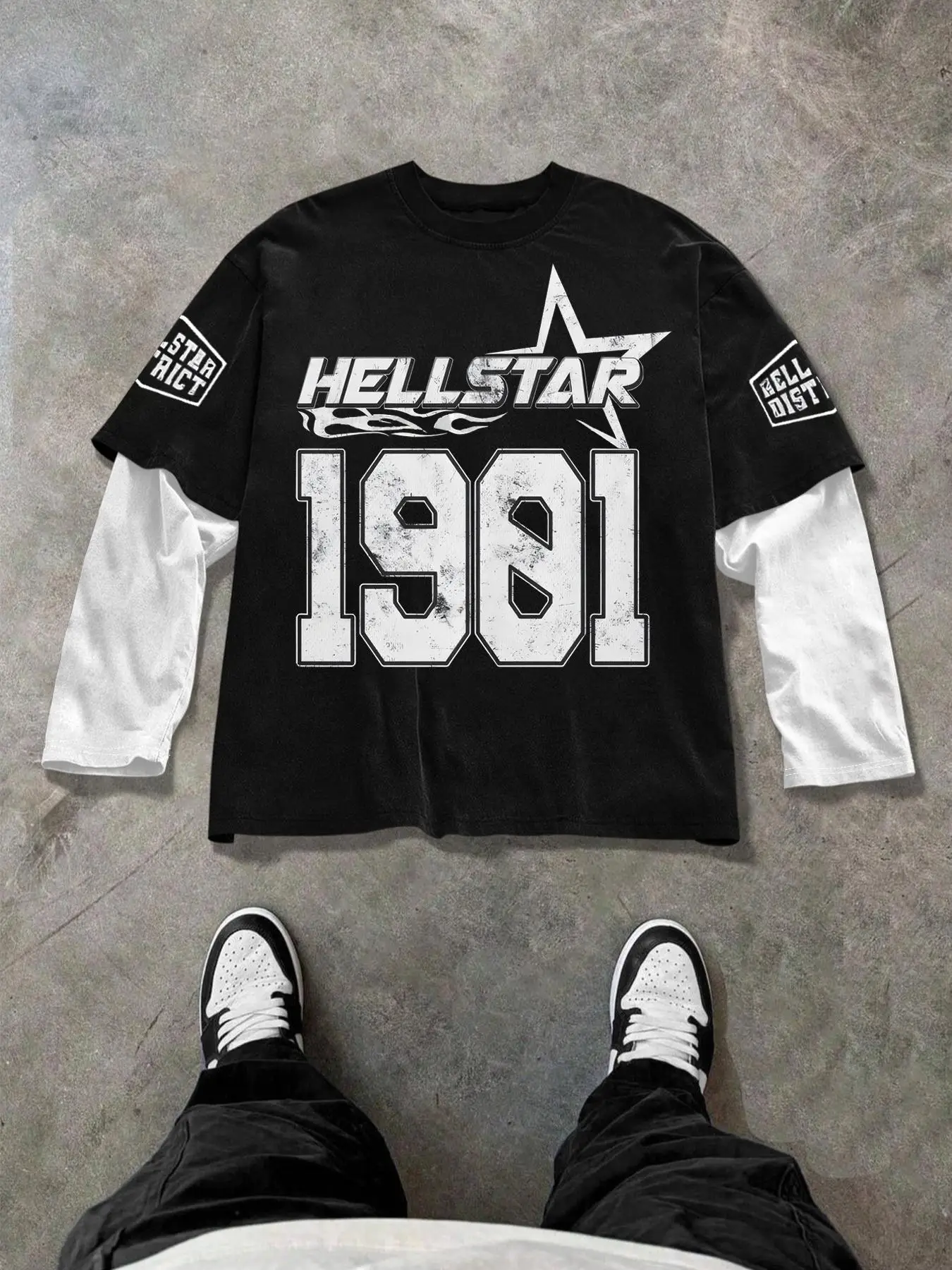 Men's Regular Fit Star Print Long Sleeve Graphic Tee, Casual Round Neck T-shirt for Daily Wear, Men's Top for All Seasons