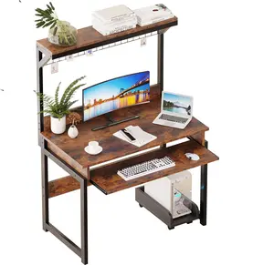 31.5" Computer Desk with Hutch, Office Desk ，Study Table ，Writing Desk ，Workstation PC Table for Home Office, Space Saving Design Monitor Riser Bookshelf