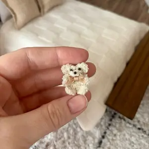 Miniature Teddy Bear. 1:12 Scale Dollhouse Decor. Trinket shelf Bear