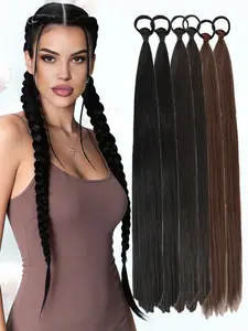 KAIRIYA 26 Inch Long Straight Ponytail 2-Pack - DIY Braided Extension with Elastic Band for Women, Perfect for Holiday Parties & Everyday Styling, Synthetic Braiding Hair