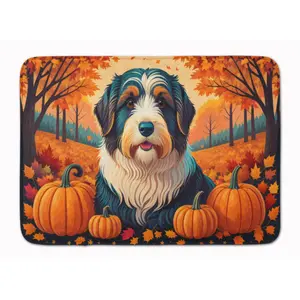 Bearded Collie Fall Memory Foam Kitchen Mat