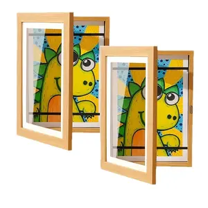 A4 Magnetic Art Display Frame with Front Opening, Dustproof Kids Artwork Frame for School Projects Storage, Wall Mounted Horizontal Vertical Decor for Home Office, Ideal Birthday Gift for Boys Girls