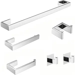 23.6-Inch 6 Piece Bathroom Hardware Accessories Set Stainless Steel Wall Mounted Chrome Include Towel Towel Paper Towel bar Set