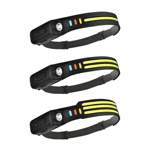 USB Charging Camping Headlight, 230° Wide Beam Headlight Led with Warning Lights & Motion Sensor, Suitable for Adults, Camping Accessory Equipment, Waterproof Headlight Flashlight, Suitable for Hiking,fishing, Cyclin, Headlamp Hiking, Outdoor Flashlight