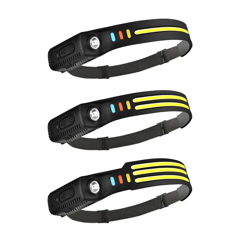 USB Charging Camping Headlight, 230° Wide Beam Headlight Led with Warning Lights & Motion Sensor, Suitable for Adults, Camping Accessory Equipment, Wa