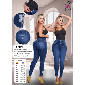 Anyi Colombian Jean with Internal Girdle style LIPO 360 Butterfly Boot Design 4 Button Design