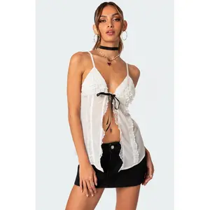 Linette Lacey Sheer Split Front Top