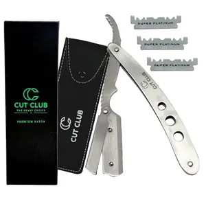 ® Professional Straight Razor for Men – Stainless Steel Barber Straight Edge Razor Kit with 10 Double Edge Blades, Navajas Para Barbero for Men’s Shaving, Giftable Box & Leather Pouch (Silver)
