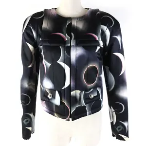 Pre-owned CHANEL Others Small Leather Goods COCO Mark Button Print Jacket Black 34