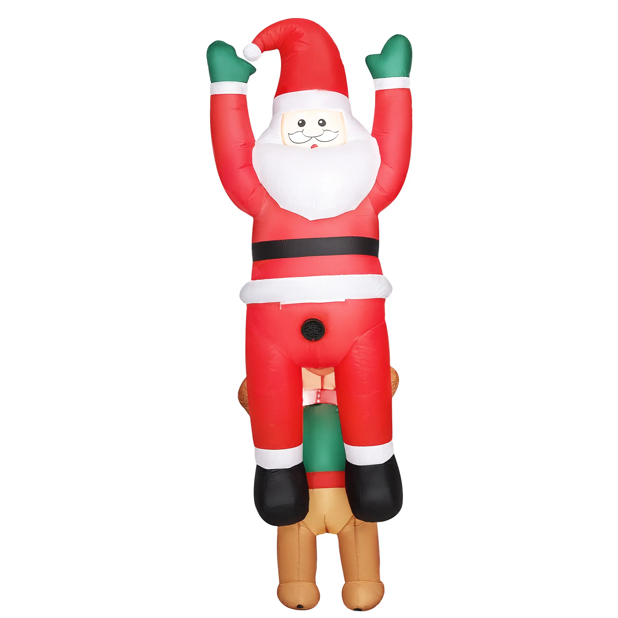 7FT Hanging Christmas Inflatable Santa with Dog – Christmas Blow Up Decoration with Built-in LED Lights for Garden. Comedic Design. Weather-Resistant. Easy Setup. 26.8"W x 32.3"D x 84.3"H