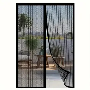 Magnetic Net Curtain, Breathable Polyester Blend Insect Repellent Curtain, Classic Style Curtain for Bedroom, Living Room and Wardrobe Door, Magnetic Screen Door
