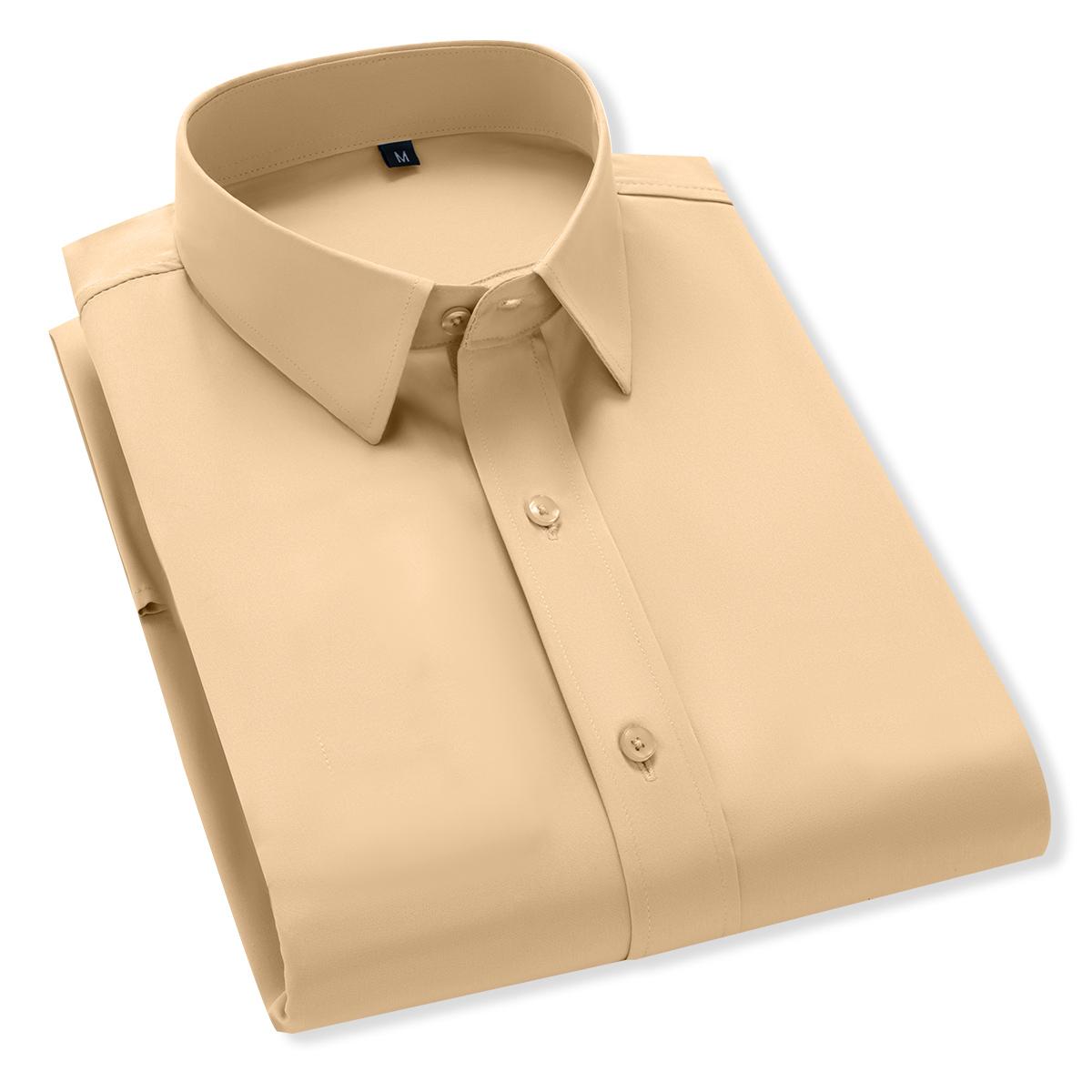 Men's business casual button-up shirt - elegant solid color dress shirt, multi-scene wedding/party/workplace wear, all-season thin anti-wrinkle style