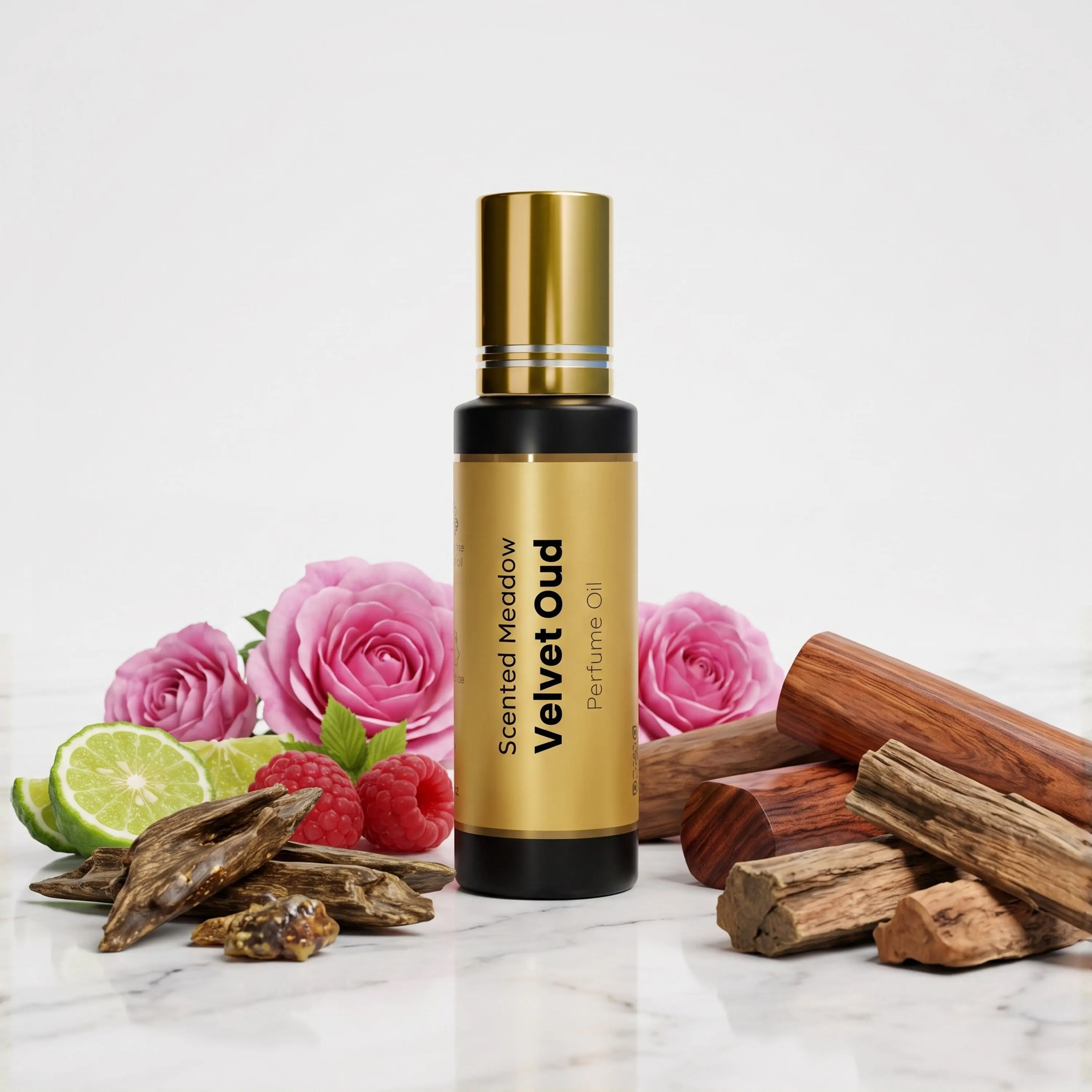 Scented Meadow Velvet Oud – Rich Raspberry & Rosewood Sandalwood Luxury Concentrated Perfume Oil for Women – Long Lasting Alcohol-Free Roll-On