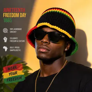 Juneteenth Crochet Bucket Hat Handmade