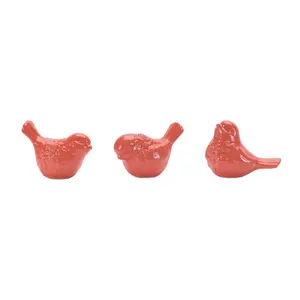 360 stand Melrose 96355DS 3 in. Shiny Glossy Floral Bird Shape Ceramic Figurine Set of 6, Pink Nature-Themed Ornaments for Indoor Home Decor Display Statues, Colorful