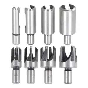 findmall 8Pcs Wood Plug Cutter Drills Bit Set (5/8", 1/2", 3/8", 1/4") Straight and Tapered Taper, Carbon Steel Woodworking Cutting Tool