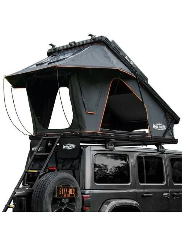 3-in-1 Style Hardshell Rooftop Tent - 320g Aluminum Alloy, Built-in USB Outlet, Luggage Racks, Full Circle LED Strip, Skyview Window, Regular & TPU Rain Flies for Camping & Hiking
