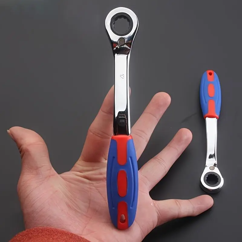 8/9/10mm Ratchet Wrench, Multifunctional Ratchet Wrench, Automatic Two-Way Spanner for Forward And Reverse, Dual-Purpose Ratchet Tool with Fast Plum Design And Plastic Curved Handle, Ratchet Combination Set for Car Maintenance, Ratcheting Wrench Tool
